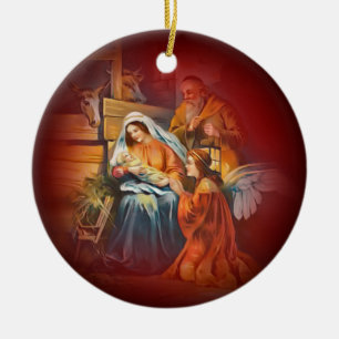 Décoration En Céramique Bébé Jésus, Marie et Joseph~La Sainte Famille~Ange