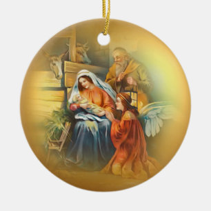Décoration En Céramique Bébé Jésus, Marie et Joseph~La Sainte Famille~Ange