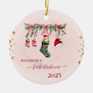 Décoration En Céramique Bébé ours Santa rouge vêtements de Noël ligne de f