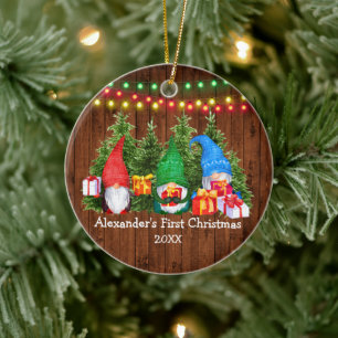 Décoration En Céramique Bébé premiers nymphes de Noël éclaire rustique