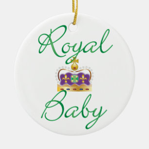 Décoration En Céramique Bébé royal avec pourpre et couronne or