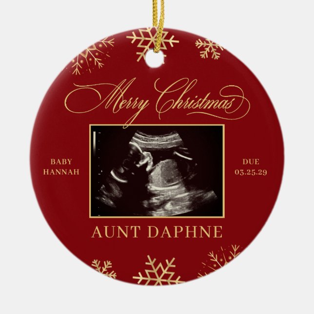 Décoration En Céramique Bébé Sonogramme Surprise Famille Ultrasound Noël (Devant)