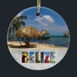 Décoration En Céramique Belize San Pedro Beach Ambergris Caye Noël<br><div class="desc">Affichez votre amour pour le pays de Belize ce Noël avec ce voyage tropical de Noël ornement avec une belle photo de la plage et de l'océan dans la ville de San Pedro à Ambergris Caye!</div>