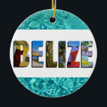 Décoration En Céramique Belize Tropical Beach Blue Ocean Christmas<br><div class="desc">Montrez à tous votre amour pour le pays du Belize avec cet ornement de Noël contenant des photos d'Ambergris Caye,  Caye Caulker,  et des ruines mayas imposées sur un arrière - plan bleu tropical de l'océan.</div>