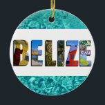 Décoration En Céramique Belize Tropical Beach Blue Ocean Christmas<br><div class="desc">Montrez à tous votre amour pour le pays du Belize avec cet ornement de Noël contenant des photos d'Ambergris Caye,  Caye Caulker,  et des ruines mayas imposées sur un arrière - plan bleu tropical de l'océan.</div>