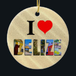 Décoration En Céramique Belize Tropical Sand Beach Travel Photos de Noël<br><div class="desc">Montrez à tous votre amour pour le pays du Belize avec cet ornement contenant des photos d'Ambergris Caye,  Caye Caulker,  et des ruines mayas imposées sur un arrière - plan de plage de sable tropical.</div>
