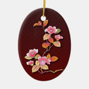 Décoration En Céramique Belle branche de camélia