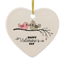 Belle Cartoon Lovebirds sur la branche Saint-Valen