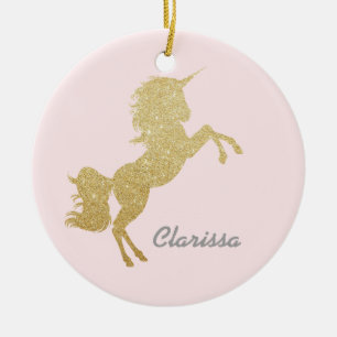 Décoration En Céramique Belle chick girly or parties scintillant licorne