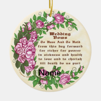 Décoration En Céramique Belle coutume Rose Mariage Vows Ornament