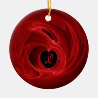 Décoration En Céramique Belle fractale rouge au coeur noir