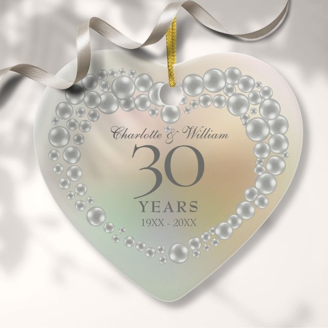Décoration En Céramique Belle Perle 30e anniversaire Photo (Beautiful Pearl 30th Anniversary Photo Ceramic Ornament)