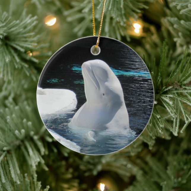 Décoration En Céramique Belle White Beluga Whale Holiday (Arbre)