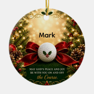 Décoration En Céramique Bénédiction de Noël de golf pour golfeur