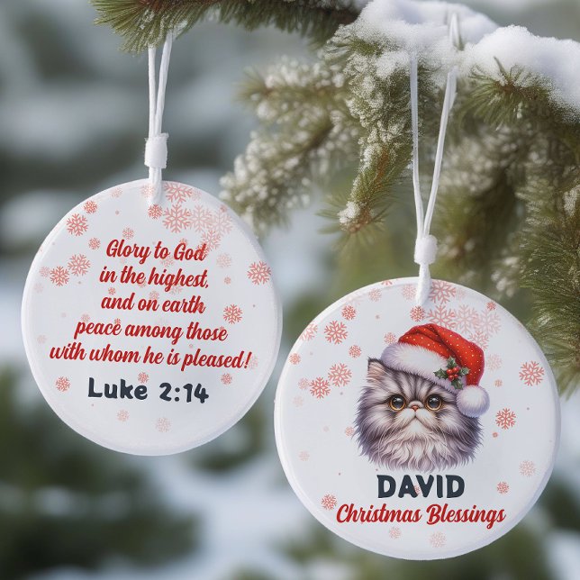 Décoration En Céramique Bénédiction de Noël mignon chat perse Ornament (Créateur téléchargé)