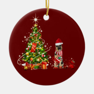 Décoration En Céramique berger allemand avec Casquette Scaft Christmas