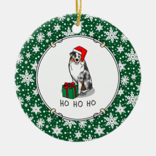 Décoration En Céramique Berger australien de Noël (bleu merle tan/w 1)