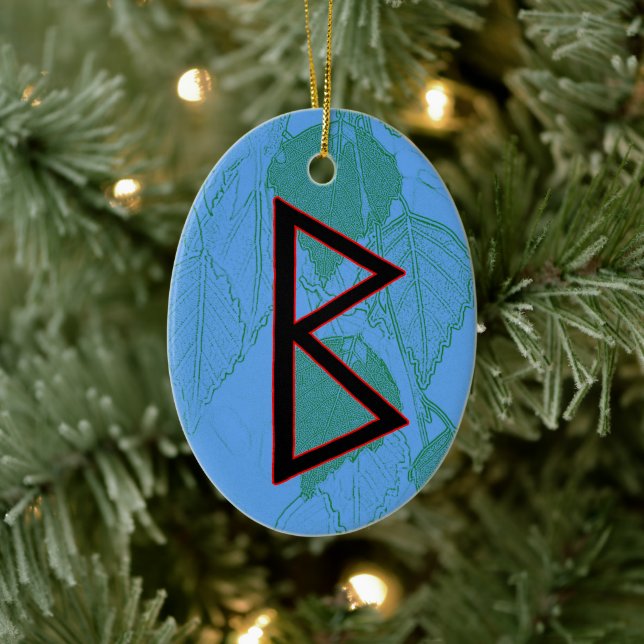 Décoration En Céramique Berkano Viking Rune Yule Ornament - Mère Terre! (Arbre)