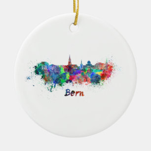 Décoration En Céramique Berne skyline in watercolor