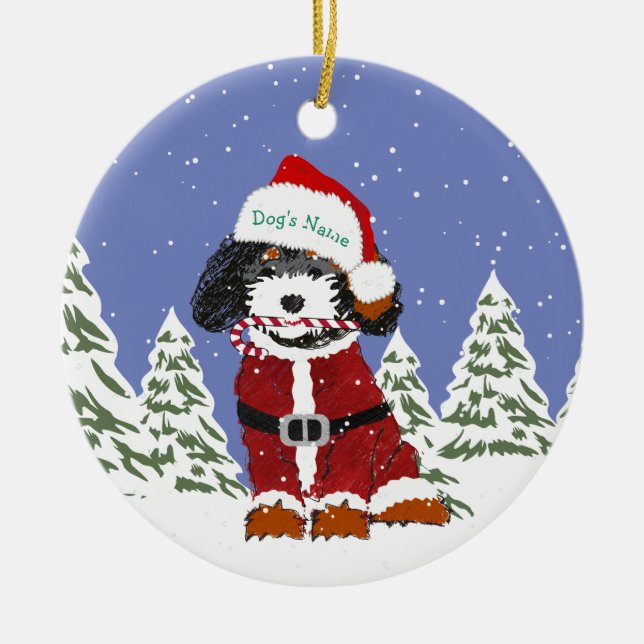Décoration En Céramique Bernedoodle personnalisé Chien Père Noël (Devant)