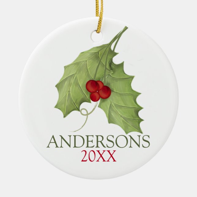 Décoration En Céramique Berries botaniques Rustic Holiday Green Family (Devant)