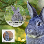 Décoration En Céramique BEST BUNNY EVER Rabbit Photo personnalisée<br><div class="desc">Montrez deux photos du BEST BUNNY EVER et personnalisées sur le devant avec le nom de votre lapin (ajoutez l'année si désiré). CONSEIL PHOTOGRAPHIQUE : Pour obtenir les meilleurs résultats, choisissez une photo avec le sujet au milieu et/ou pré-rognez votre image sur une forme carré AVANT de télécharger et elle...</div>