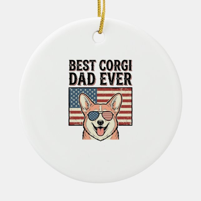 Décoration En Céramique Best Corgi Dad Ever Patriotic Vintage Dog Shirt_1 (Devant)