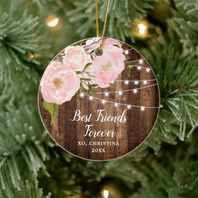 Décoration En Céramique Best Friends Forever Rustic Peonies Personalized (Arbre)