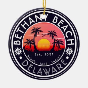 Décoration En Céramique Bethany Beach Delaware Sunset Beach Palm Tree 80's