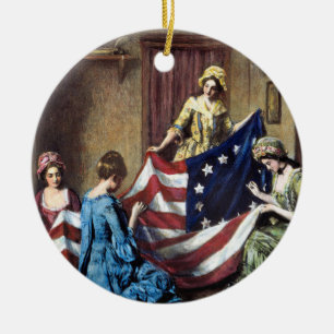 Décoration En Céramique Betsy Ross Coupe Le Drapeau Américain