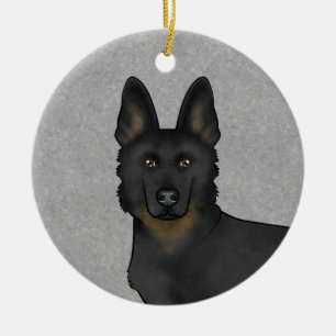 Décoration En Céramique Bi-Black Allemand Berger Cartoon Chien Tête Gris