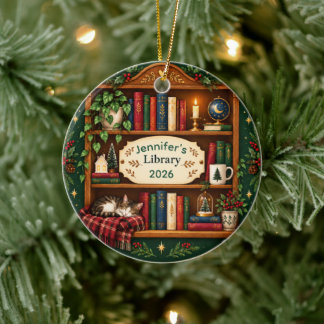 Décoration En Céramique Bibliothèque de bibliothèque personnalisée Noël
