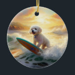 Décoration En Céramique Bichon Frise Beach Plage Surf Peinture<br><div class="desc">Plongez dans le monde ludique de l'aventure canine avec cette peinture captivante. Un chien en ébullition se rend aux vagues, chevauchant habilement le surf sur une plage baisée par le soleil. L'oeuvre d'art vibrante capte magnifiquement l'essence de l'excitation au bord de la plage tandis que le chien court sans crainte...</div>