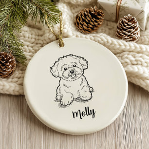 Décoration En Céramique Bichon Frise chien de Noël personnalisé
