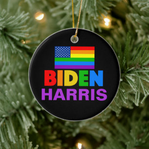 Décoration En Céramique Biden Harris Rainbow Gay Pride Political Christmas