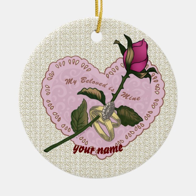 Décoration En Céramique Bien-aimé Rose de la mine (Devant)