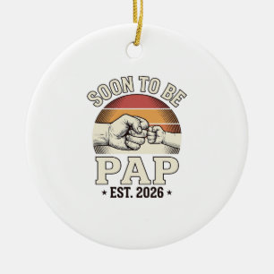 Décoration En Céramique Bientôt Papa 2026 Vintage Bébé Poing Design_