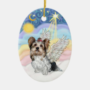 Décoration En Céramique Biewer Yorkie Ange - Nuages #3