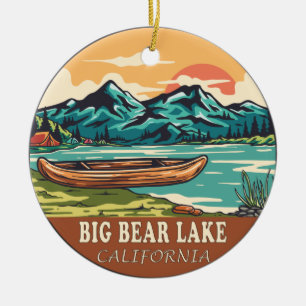 Décoration En Céramique Big Bear Lake California Boating Fishing Emblem