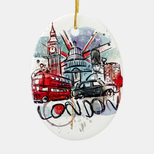 Décoration En Céramique big ben bus london landmark