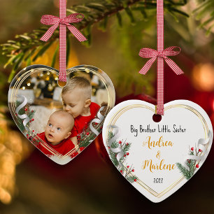 Décoration En Céramique Big Bro Little Sis Photo Holly Pine Gold Frame