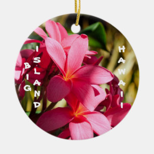 Décoration En Céramique Big Island, fleurs de plumeria rose et blanc