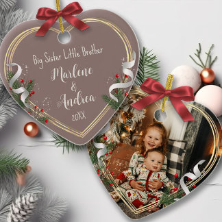 Décoration En Céramique Big Sister Little Sister Photo Gold Frame Personna