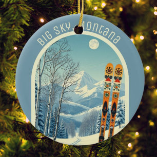 Décoration En Céramique Big Sky Montana souvenir ski Rocky Mountains