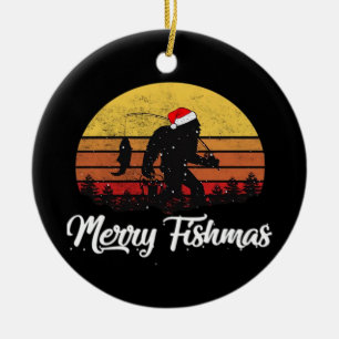Décoration En Céramique Bigfoot Noël Chapeau de Père Noël Joyeux Fishmas V
