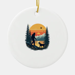 Décoration En Céramique Bigfoot Vintage Marche Chien Montagne Coucher de s