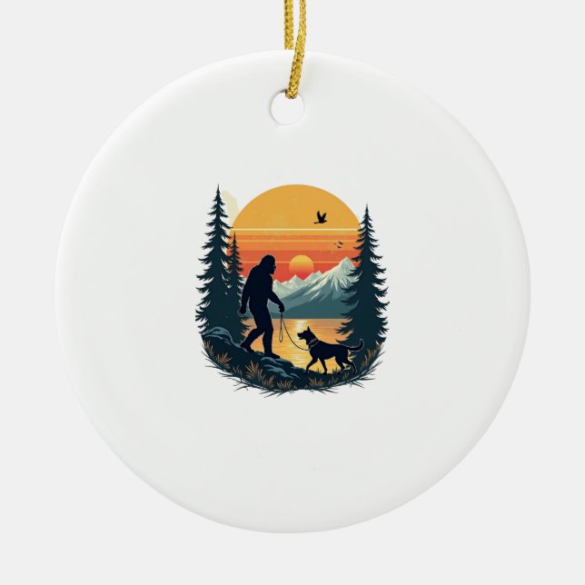 Décoration En Céramique Bigfoot Vintage Marche Chien Montagne Coucher de s (Devant)