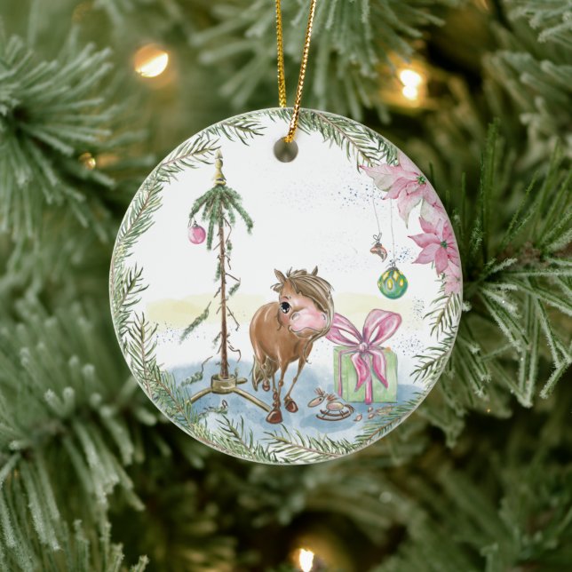 Décoration En Céramique Bijoux pour arbre de Noël avec poney sucré (Arbre)