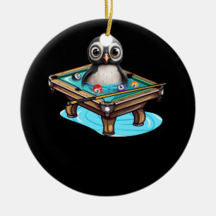 Décoration En Céramique Billard Penguin Hustler Pool Snooker Jouer Poo