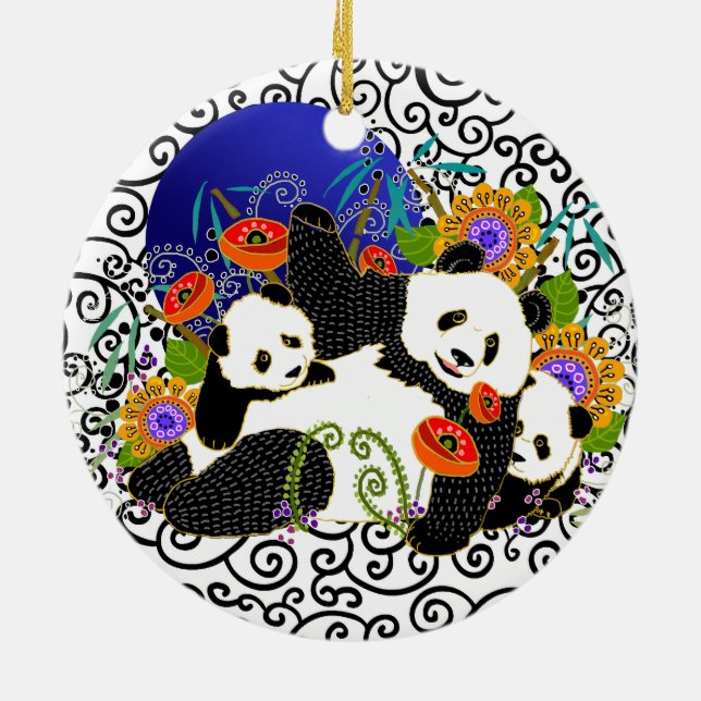 DÉCORATION EN CÉRAMIQUE BINDI PANDA FAMILLE ORNAMENT (Dos)